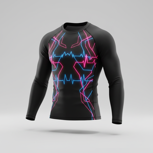 เสื้อรัดรูปแขนยาวแบบยูนิเซ็กซ์สำหรับกีฬา BJJ MMA ยิวยิตสู กราปลิง น็อกกิ ฝึกซ้อม  แบบสั่งทำพิเศษด้วยเทคนิค Sublimation - Product Image 1