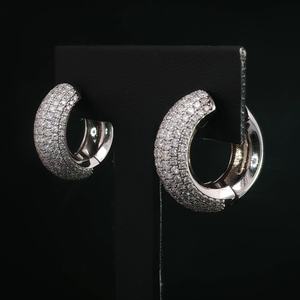 Moissanite Round Cut Diamond Wide <b>Huggie</b> Earrings With 925 <b>Silver</b> Fine Romantic Jewelry for Women's Engagement Gift - Product Image 4