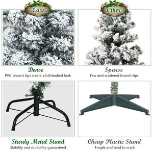Albero di Natale a forma di matita innevato preilluminato da 1,37 metri con 150 luci LED e supporto - Product Image 3