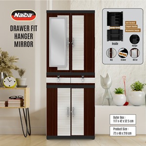 Large Capacity <b>Plastic</b> Wardrobe Closet with Drawer, Hanger, & <b>Mirror</b> for Clothing Storage Knockdown and Portable Closet - Product Image 1