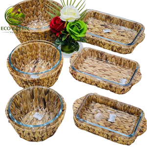 Plateau en jacinthe d'eau VIETNAM ECO GREEN, matériau organique, écologique, forme géométrique, artisanat, décoration moderne pour la maison - Product Image 3