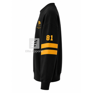 Custom NCBW 100 Black <b>Women</b> Breathable Varsity <b>Sweatshirt</b> with Embroidered Logo on Front black and gold full Sleeve for Female - Product Image 4