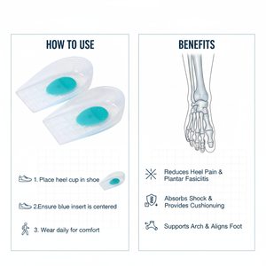 Silicone Gel <b>Heel</b> <b>Support</b> Cups | Shock Absorbing Cushion Inserts for Foot Pain Relief Arch <b>Support</b> Daily Comfort Men and Women - Product Image 4