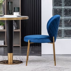 Sedia da Pranzo Contemporanea Amoa in Velluto Blu - Product Image 4