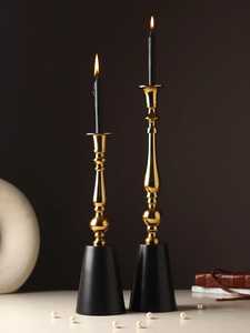 Serenity <b>Black</b> Base Aluminum Handmade Eco-Friendly <b>Candlestick</b> Holder with Ball Design for Home Decoration Durable Metal Finish - Product Image 3