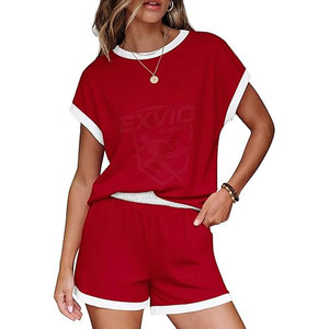 ชุดเซ็ตสองชิ้นสำหรับผู้หญิงใส่หน้าร้อน คุณภาพสูง ขายดี ผ้าระบายอากาศ ชุดเซ็ตขาสั้นสำหรับผู้หญิงใส่หน้าร้อน - Product Image 2