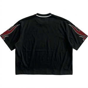 T-shirt surdimensionné à épaules tombantes pour hommes, en coton uni, avec strass de haute qualité, impression de logo personnalisée, vente en gros, vêtements pour hommes - Product Image 2