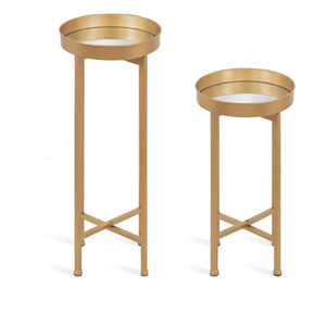 Mesas Auxiliares Modernas de Latón con Cubiertas de Vidrio para Muebles de Sala de Estar - Product Image 1