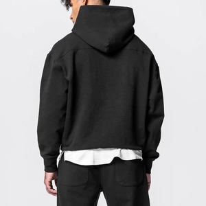Sweat à capuche oversize personnalisé en molleton épais noir 500 g/m² pour homme, style streetwear, unisexe - Product Image 3