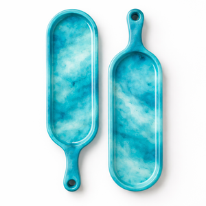 Elegante Bandeja de Resina con Efecto Mármol Azul y Blanco para Decoración del Hogar, Bandeja de Resina Moderna, Resina de Venta Caliente para Interiores Modernos - Product Image 1