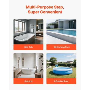 Escalera Inflable Resistente para Piscina de 25 Pulgadas de Ancho, Capacidad de Peso de 600 Libras, Escalera de 2 Peldaños para Spa, Escaleras Exteriores para Piscinas Elevadas - Product Image 3