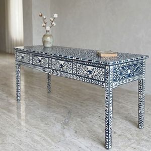 Mesa Consola Decorativa con Tallado Floral, Mesa Lateral Larga, Mueble para Comedor o Entrada - Product Image 2