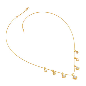 Collar con Cinco Dijes Florales de Diamantes y Diseño de Flor Esculpida en Oro - Product Image 2