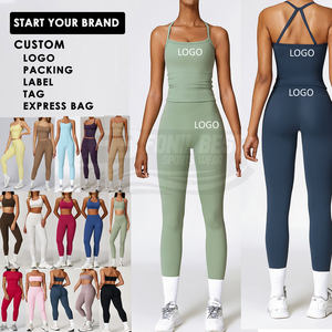 Ensemble 4 pièces pour femme : tenue de sport respirante en nylon/cachemire à taille haute élastique, séchage rapide, pour jogging et yoga, avec bretelles spaghetti - Product Image 6