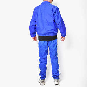 Ensemble de survêtement décontracté pour homme, bleu, à blocs de couleur, à capuche, manches longues, taille élastique, style sportif, léger, en coton, pour le jogging - Product Image 6