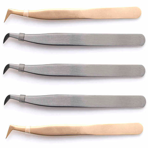 Kit <span class=keywords><strong>de</strong></span> Inicio Profesional <span class=keywords><strong>de</strong></span> Acero Inoxidable para Extensión <span class=keywords><strong>de</strong></span> Pestañas con <span class=keywords><strong>Pinzas</strong></span> Rectas y Curvas Antimagnéticas y Logotipo Personalizado - Product Image 1