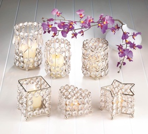 Crystal Drop Candle Holder Elegant Hanging Tealight Stand for Wedding <b>Table</b> Centerpiece Home Party Decor Bulk - Product Image 1