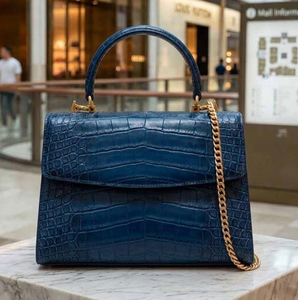 Bolso de Mano de Cuero de Cocodrilo Hecho a Mano, Estilo Vintage, de Lujo para Mujer, con Asa Superior Desmontable y Correa para el Hombro, para Teléfono Celular - Product Image 1