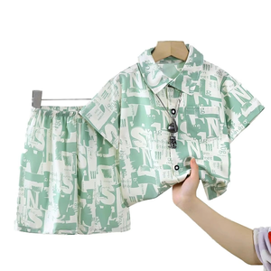 Traje Infantil Nuevo de Manga Corta, Pantalones Cortos y Camisa, Dos Piezas, Estilo Playa, Ropa de Bebé para Niño, Ropa de Verano para Niños, Venta al por Mayor - Product Image 6