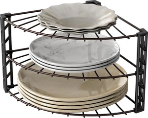 White Metal <b>Plate</b> Rack Standing Pot Lid Dish <b>Organizer</b> Rack for Cabinet Kitchen Storage Holder Silver Plated Metal Wire Rack - Product Image 4