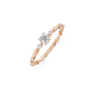 Bague élégante en moissanite taille ronde ethnique avec bande sculptée en feuille et pierres d'accentuation, plaquée or, argent ou or rose, bijoux de mariage et de fête - Product Image 6