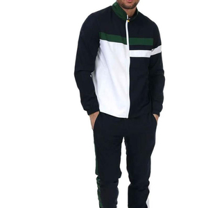 Ensemble de survêtement pour homme à blocs de couleur, col montant zippé, 2 pièces, respirant, en polyester et coton, tenue sportive décontractée, printemps, adulte - Product Image 1