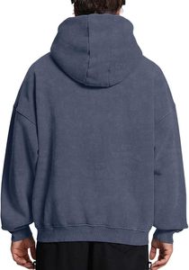 Sweat à capuche zippé délavé au charbon 100% coton pour homme, style vintage, streetwear, logo personnalisé, prix de gros - Product Image 4