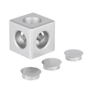 Brushed Finish Metal Cube Support <b>Bracket</b> with Screw Caps <b>Silver</b> Square Cube Mounting Connector <b>Bracket</b> for Structural Frames - Product Image 3