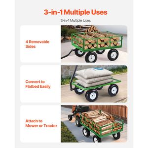 Carrello da Giardino 2-in-1 in Metallo per Esterni, Capacità 1200 Libbre, con Maniglie di Trazione - Product Image 3