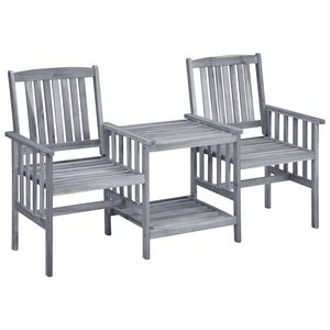 Chaise de jardin grise avec table à thé pour l'accueil en plein air - Product Image 2