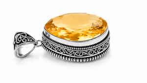 Natural Citrine Sterling Silver Pendant, Pear Cut Citrine <b>Necklace</b>, November Birthstone Jewelry, Yellow Gemstone Gift for Her - Product Image 2