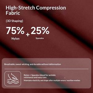 Men's Solid Burgundy Compression Shorts Mid Waist Elastic Breathable Knitted Spandex Nylon Casual Workout Shorts - Product Image 5