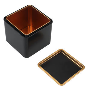 Lata de Metal Cuadrada Negra Personalizada para Alimentos, Segura para Uso Alimentario, para Envasar Té Suelto, Matcha y Especias, con Tapa - Product Image 3