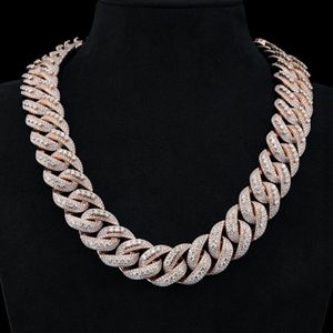 Rose Gold Plated Moissanite <b>Statement</b> <b>Necklace</b> Round Brilliant Cut Link Chain Luxury Unisex Party Jewelry - Product Image 5