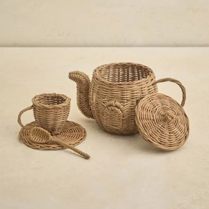 Juguetes más vendidos Tetera de ratán con juego de tazas Juguete de juego de simulación para niños Tazas y teteras - Product Image 4
