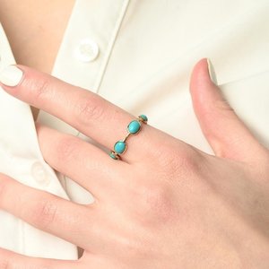 18K Solid Gold Turquoise Eternity Band White Gold Plated <b>Resizable</b> <b>Ring</b> - Product Image 6