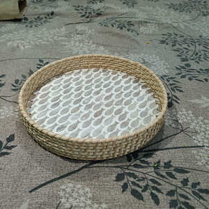 Juego de bandejas de ratán tejidas a mano de alta calidad con incrustaciones de nácar, opción asequible para presentación moderna en el hogar - Product Image 4