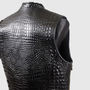 Gilet en cuir pour motard homme, grande taille, design personnalisé, style vintage, en cuir véritable - Product Image 3