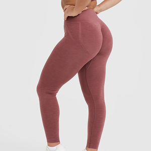 กางเกงเลกกิ้งออกกำลังกายผู้หญิง เอวสูง กางเกงโยคะ ระบายอากาศ ยืดหยุ่นได้ดี เหมาะสำหรับออกกำลังกายในยิม น้ำหนัก 220 กรัม ผ้ายืดสแปนเด็กซ์/ไนลอน เอวยางยืด - Product Image 3