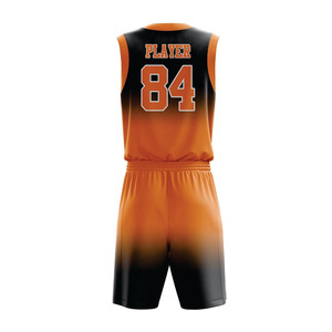 Conjunto de Uniforme de Baloncesto Personalizado con Degradado Naranja y Negro, Sin Mangas, Cuello en V, Sublimado, de Secado Rápido, Uniforme Deportivo Unisex para Equipo - Product Image 4