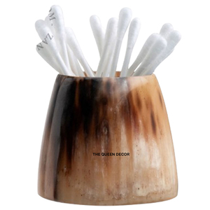 Porte-pinceaux artisanal moderne en corne, de couleur marron, de forme ronde, pour bureau à domicile - Product Image 1