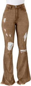 Jean bootcut vintage tendance pour femme, décontracté, rétro, en coton, taille mi-haute, longueur genou - Product Image 4