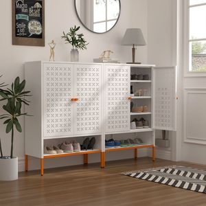 Scarpiera a doppia anta con griglia e tre scomparti regolabili, contenitore flessibile sospeso per scarpe, scomparto cavo per cambio scarpe - Product Image 1