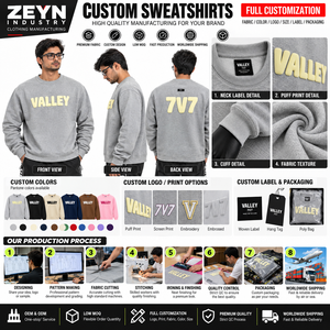 Maßgefertigter Übergroßer Rundhals-Pullover für Herren 3D Puff Print Logo Schwergewichts-Fleece Streetwear Pullover OEM Private Label - Product Image 5