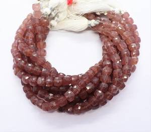 AAA Natural Strawberry Faceted Cube Beads 6-7 MM Strawberry <b>Gemstone</b> Beads 8 Inch Faceted Red Strawberry 3D Cube Beads Jewelry - Product Image 4