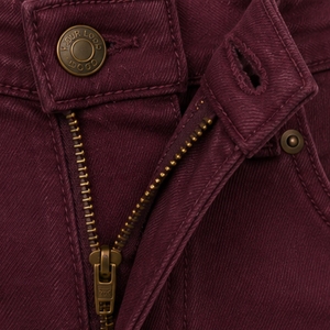 Custom Burgundy <b>Men</b> Slim Fit Biker Jeans Stretch Denim Pants Ribbed Knee Detail Casual Streetwear Fashion <b>Trousers</b> With Pockets - Product Image 5