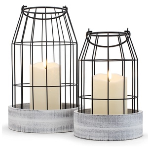 Lanterne en bois à cadre ouvert en treillis métallique, lanterne décorative suspendue avec poignée en Jute, Design raisonnable, vente populaire - Product Image 3