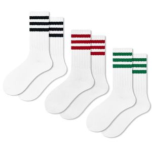 Chaussettes de sport rayées personnalisées avec logo, chaussettes athlétiques côtelées rétro, vente en gros, marque privée, chaussettes de sport en coton pour hommes et femmes avec logo sur le revers - Product Image 3