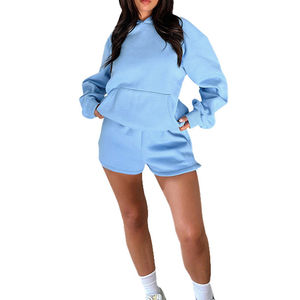 Conjunto deportivo de dos piezas para mujer, personalizado, de alta calidad, 100% algodón, transpirable, para ropa informal de calle. - Product Image 1