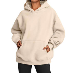 Sudadera con Capucha Extra Grande para Mujer, Color Sólido, Manga Larga, con Bolsillos, Ropa Casual de Otoño, Tejido de Felpa - Product Image 2